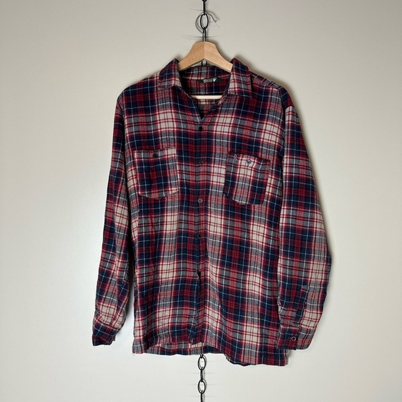 Vintage Polo Ralph Lauren Red Plaid Flannel Shirt Large - Picture 1 of 5